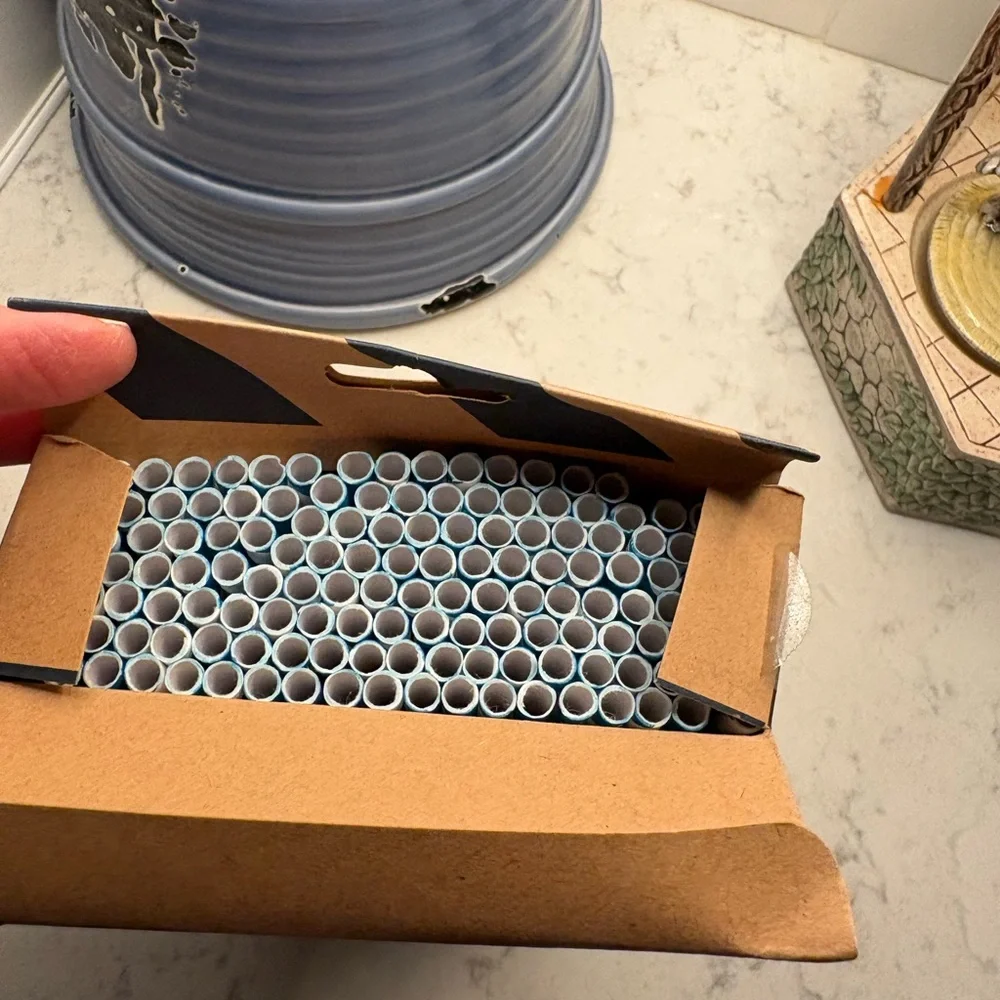144 Kikkerland Blue & White Striped Paper Straws - Pack of 144